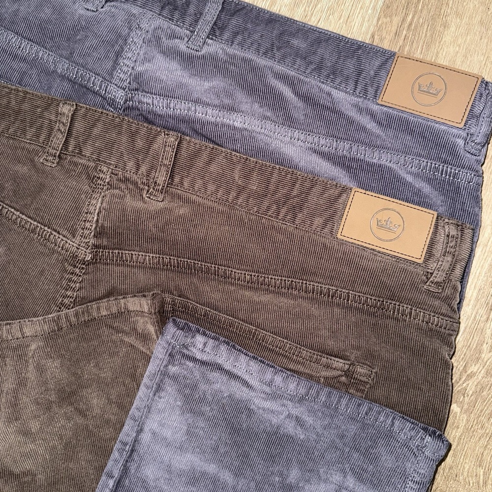Lot Of 2 Peter Millar Superior Soft Corduroy 5 Pocket Pants Men 44x34 Brown Grey